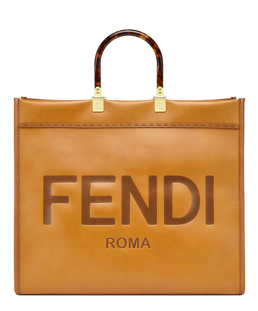 Fendi Large Sunshine Shopper Black Leather Bag 